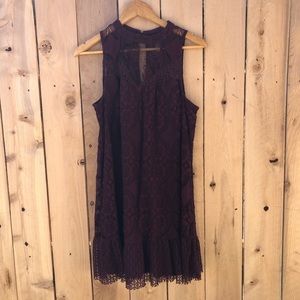 Lace Mock Neck Tunic Dress